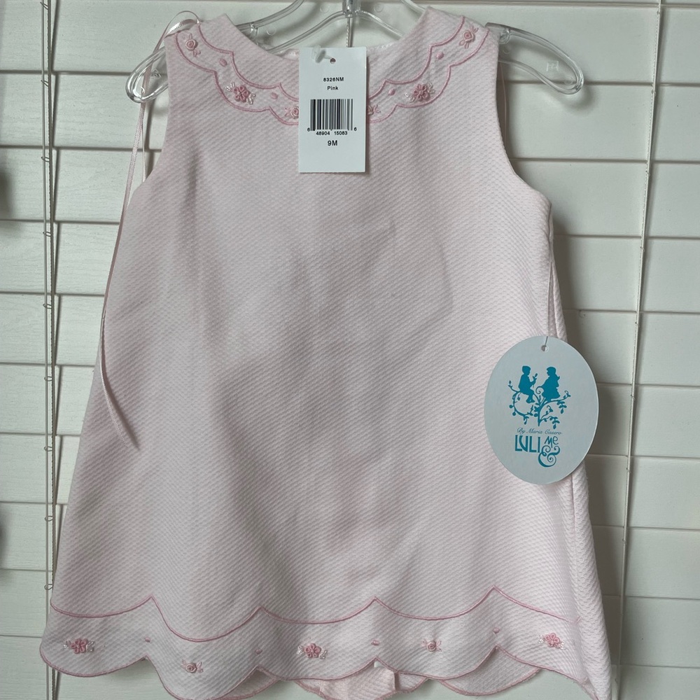 NWT Neiman Marcus Pink Luli & Me Sleeveless Dress with Scalloped Hem